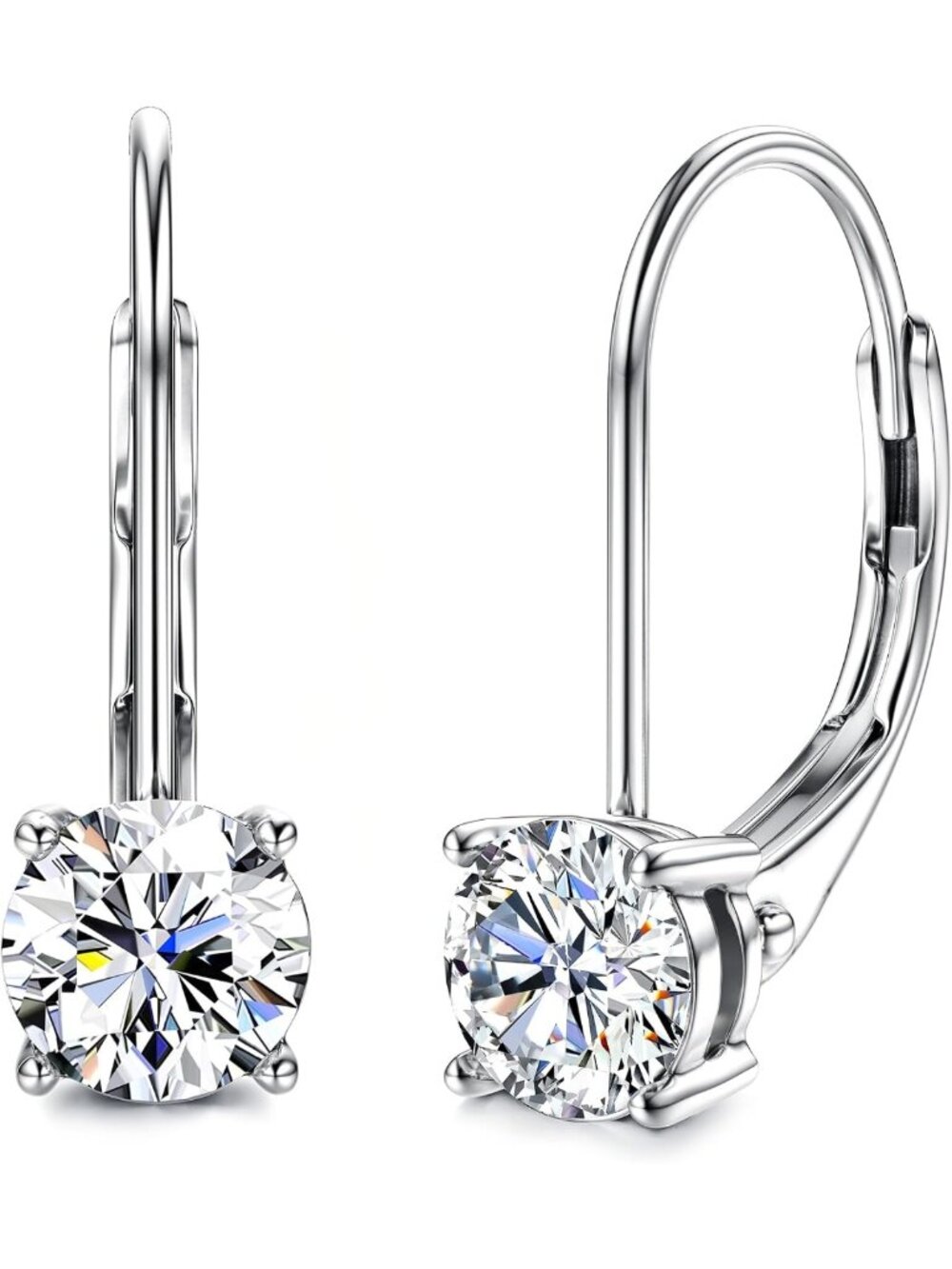 Elegant Moissanite Dangle Drop Earrings, D Color Sterling Silver for Women